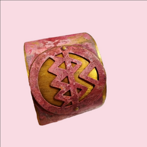 Brass‎ Bohemian Gold Tone & Maroon Cuff Bracelet